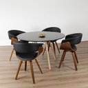 Ver imagem 2 de Conjunto Sala de Jantar Mesa Redonda 120cm Eiffel Tampo MDF com 4 Cadeiras Betina PU Preto