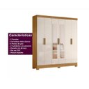 Ver imagem 4 de Guarda Roupa Casal 6 Portas 2 Gavetas com Espelho Freijo / Off White / Ripado Valença - Moval