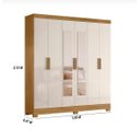 Ver imagem 2 de Guarda Roupa Casal 6 Portas 2 Gavetas com Espelho Freijo / Off White / Ripado Valença - Moval