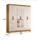 Ver imagem 2 de Guarda Roupa Casal 6 Portas 2 Gavetas com Espelho Freijo / Off White / Ripado Valença - Moval