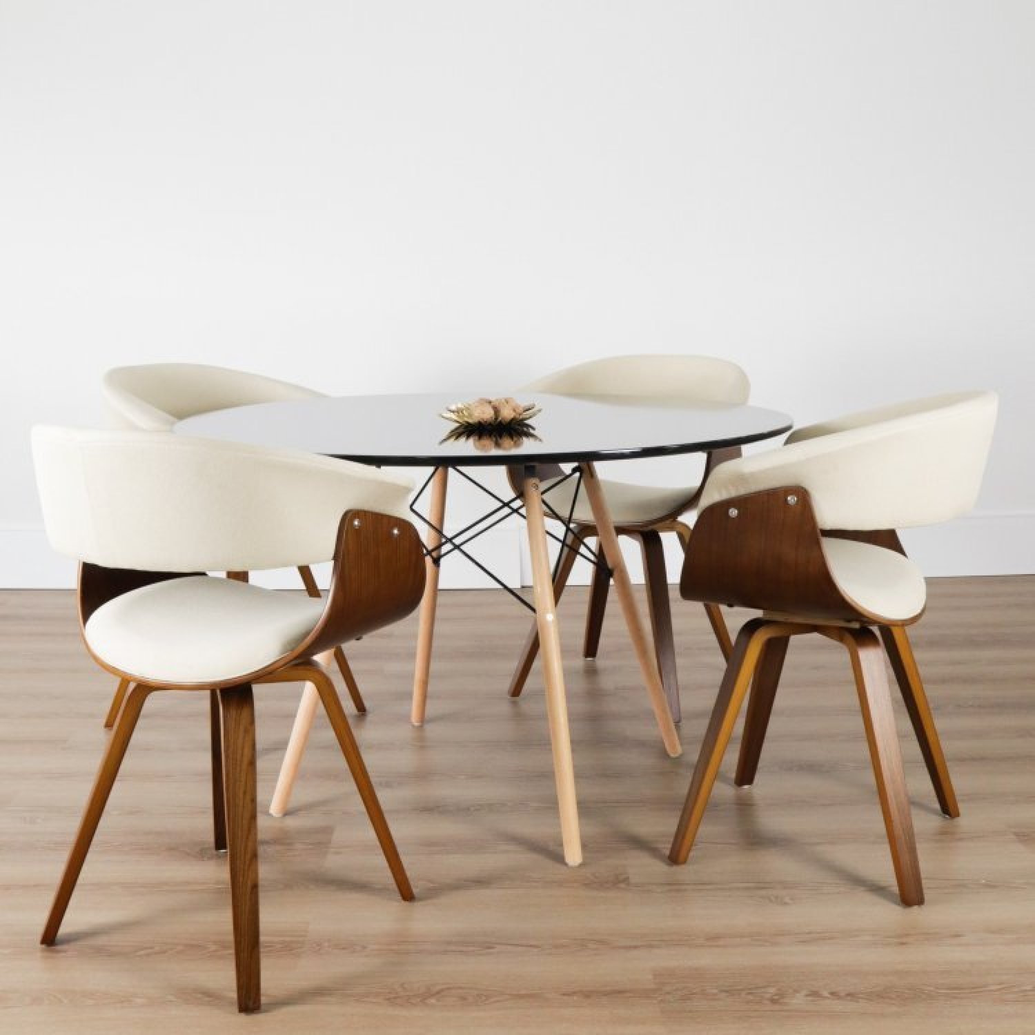 Conjunto Sala de Jantar Mesa Redonda 120cm Eiffel Tampo com 4 Cadeiras Betina Giratória - 2