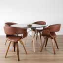 Ver imagem 2 de Conjunto Sala de Jantar Mesa Redonda 120cm Eiffel Tampo com 4 Cadeiras Betina Giratória Marrom