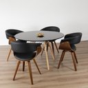 Ver imagem 1 de Conjunto Sala de Jantar Mesa Redonda 120cm Eiffel Tampo com 4 Cadeiras Betina Giratória Preto