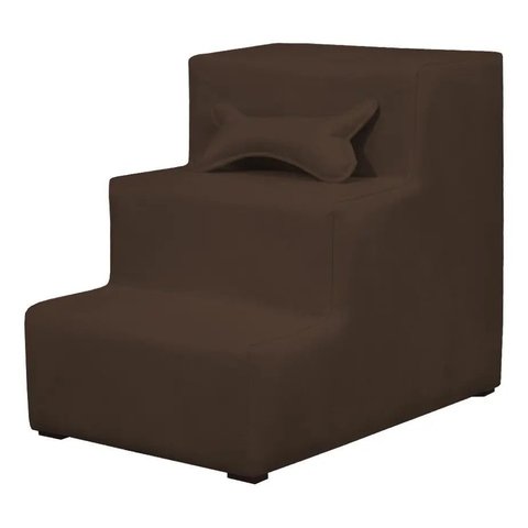 Escadinha Escada Pet 3 Degraus Rampa para Cama Sofá Suede:Marrom-Escuro/3 Degraus