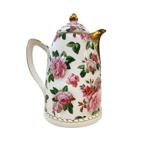 Garrafa Térmica em Porcelana com Detalhes Florido para Café e Chá - 1l