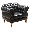 Poltrona Chesterfield Elisabeth Capitonê Courino Preto - 1