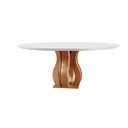 Ver imagem 3 de Mesa Redonda 6 Lugares Tampo Vidro/MDF para Sala de Jantar 135cm  Nuance Yescasa