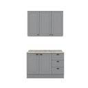Ver imagem 3 de Cozinha Compacta Modulada 2 Peças 5 Portas 3 Gavetas Emily Cinza/Calcare