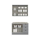Ver imagem 4 de Cozinha Compacta Modulada 2 Peças 5 Portas 3 Gavetas Emily Cinza/Calcare