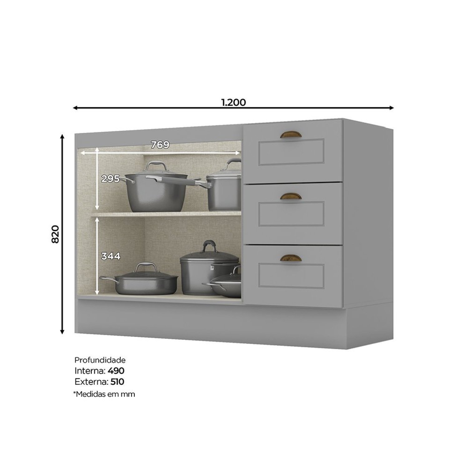 Cozinha Compacta 2 Peças 5 Portas 3 Gavetas Emily - 6
