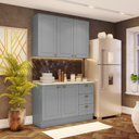 Ver imagem 1 de Cozinha Compacta Modulada 2 Peças 5 Portas 3 Gavetas Emily Cinza/Calcare