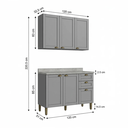Ver imagem 3 de Cozinha Compacta Modulada 2 Peças 100% MDF com Armário Aéreo e Balcão com Tampo Cinza/Calcare Emily