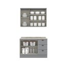 Ver imagem 4 de Cozinha Compacta Modulada 2 Peças 100% MDF com Armário Aéreo e Balcão com Tampo Cinza/Calcare Emily