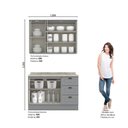Ver imagem 2 de Cozinha Compacta Modulada 2 Peças 5 Portas 3 Gavetas Emily Cinza/Calcare