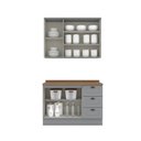 Ver imagem 4 de Cozinha Compacta Modulada 2 Peças 5 Portas 3 Gavetas Emily Cinza/Nature