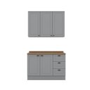 Ver imagem 2 de Cozinha Compacta Modulada 2 Peças 5 Portas 3 Gavetas Emily Cinza/Nature