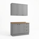 Ver imagem 2 de Cozinha Compacta Modulada 2 Peças 100% MDF com Armário Aéreo e Balcão com Tampo Cinza/Nature Emily