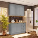 Ver imagem 1 de Cozinha Compacta Modulada 2 Peças 5 Portas 3 Gavetas Emily Cinza/Nature