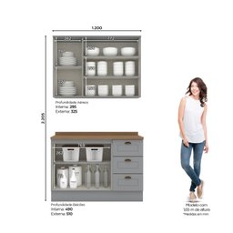 Cozinha Compacta 2 Peças 5 Portas 3 Gavetas Emily - 3