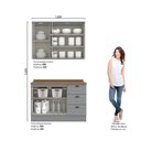Ver imagem 3 de Cozinha Compacta Modulada 2 Peças 5 Portas 3 Gavetas Emily Cinza/Nature