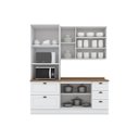 Ver imagem 4 de Cozinha Compacta Modulada 3 Peças 100% MDF com Torre Quente e Balcão com Tampo Branca/Nature Emily