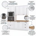Ver imagem 5 de Cozinha Compacta Modulada 3 Peças 100% MDF com Torre Quente e Balcão com Tampo Branca/Nature Emily