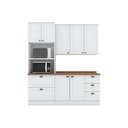 Ver imagem 2 de Cozinha Compacta Modulada 3 Peças 100% MDF com Torre Quente e Balcão com Tampo Branca/Nature Emily