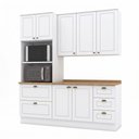 Ver imagem 2 de Cozinha Compacta Modulada 3 Peças 100% MDF com Torre Quente e Balcão com Tampo Branca/Nature Emily