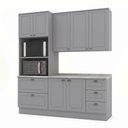 Ver imagem 2 de Cozinha Compacta Modulada 3 Peças 100% MDF com Torre Quente e Balcão com Tampo Cinza/Calcare Emily