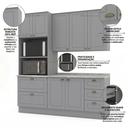 Ver imagem 5 de Cozinha Compacta Modulada 3 Peças 100% MDF com Torre Quente e Balcão com Tampo Cinza/Calcare Emily