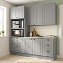 Ver imagem 1 de Cozinha Compacta Modulada 3 Peças 100% MDF com Torre Quente e Balcão com Tampo Cinza/Calcare Emily