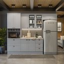 Ver imagem 1 de Cozinha Compacta Modulada 8 Portas 5 Gavetas Emily Cinza/Calcare