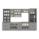 Ver imagem 4 de Cozinha Completa Modulada 6 Peças com Cristaleira Emily Espresso Móveis Cinza/Nature