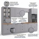 Ver imagem 5 de Cozinha Completa Modulada 6 Peças 100% MDF 2 Balcões Cristaleira e Torre Quente Cinza/Nature Emily