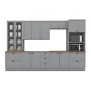 Ver imagem 2 de Cozinha Completa Modulada 6 Peças com Cristaleira Emily Espresso Móveis Cinza/Nature