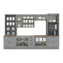 Ver imagem 4 de Cozinha Completa Modulada 6 Peças 100% MDF 2 Balcões Cristaleira e Torre Quente Cinza/Nature Emily