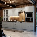 Ver imagem 1 de Cozinha Completa Modulada 6 Peças com Cristaleira Emily Espresso Móveis Cinza/Nature