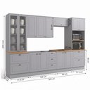 Ver imagem 3 de Cozinha Completa Modulada 6 Peças 100% MDF 2 Balcões Cristaleira e Torre Quente Cinza/Nature Emily