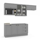 Ver imagem 3 de Cozinha Compacta Modulada 100% MDF 6 Peças com Nichos e Balcão sem Tampo Cinza/Calcare Emily