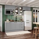 Ver imagem 1 de Cozinha Compacta Modulada 06 Peças Emily Branco HP Espresso Móveis Cinza/Calcare