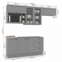 Ver imagem 2 de Cozinha Compacta Modulada 100% MDF 6 Peças com Nichos e Balcão sem Tampo Cinza/Calcare Emily