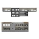Ver imagem 2 de Cozinha Compacta Modulada 8 Peças com Balcão e Tampo para Cooktop Emily Espresso Móveis Cinza/Calcare