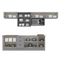 Ver imagem 2 de Cozinha Compacta Modulada 8 Peças com Balcão e Tampo para Cooktop Emily Espresso Móveis Cinza/Calcare