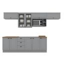 Ver imagem 3 de Cozinha Compacta Modulada 8 Peças com Balcão e Tampo para Cooktop Emily Espresso Móveis Cinza/Calcare
