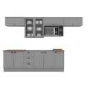 Ver imagem 3 de Cozinha Compacta Modulada 8 Peças com Balcão e Tampo para Cooktop Emily Espresso Móveis Cinza/Calcare