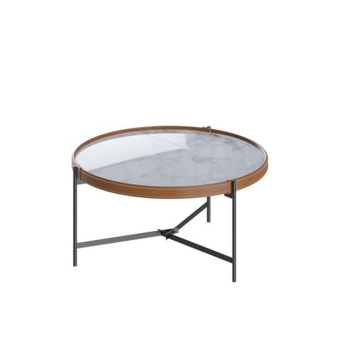 Mesa de Centro Aqua 71 Marmorizado Off White com Grafite - Imcal Moveis