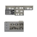 Ver imagem 2 de Cozinha Compacta Modulada 7 Portas 3 Gavetas Emily Cinza/Calcare