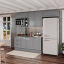 Ver imagem 1 de Cozinha Compacta Modulada 7 Portas 3 Gavetas Emily Cinza/Calcare