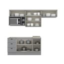 Ver imagem 4 de Cozinha Completa Modulada 6 Peças 100% MDF 7 Portas e Nicho para Microondas Cinza/Calcare Emily
