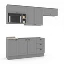 Ver imagem 2 de Cozinha Completa Modulada 6 Peças 100% MDF 7 Portas e Nicho para Microondas Cinza/Calcare Emily